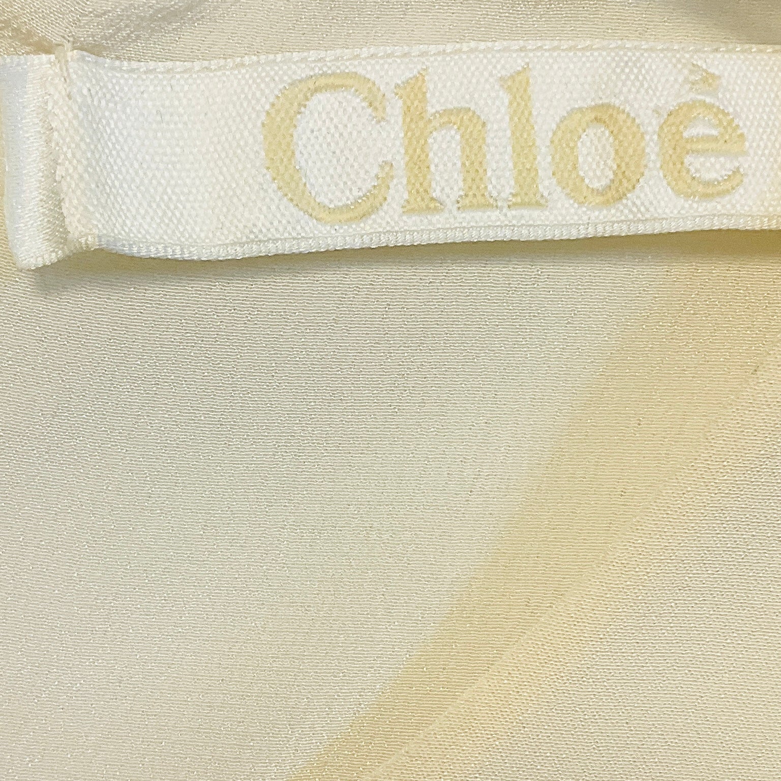 Chloe Ecru Vert Ruffled Sleeveless Silk Dress