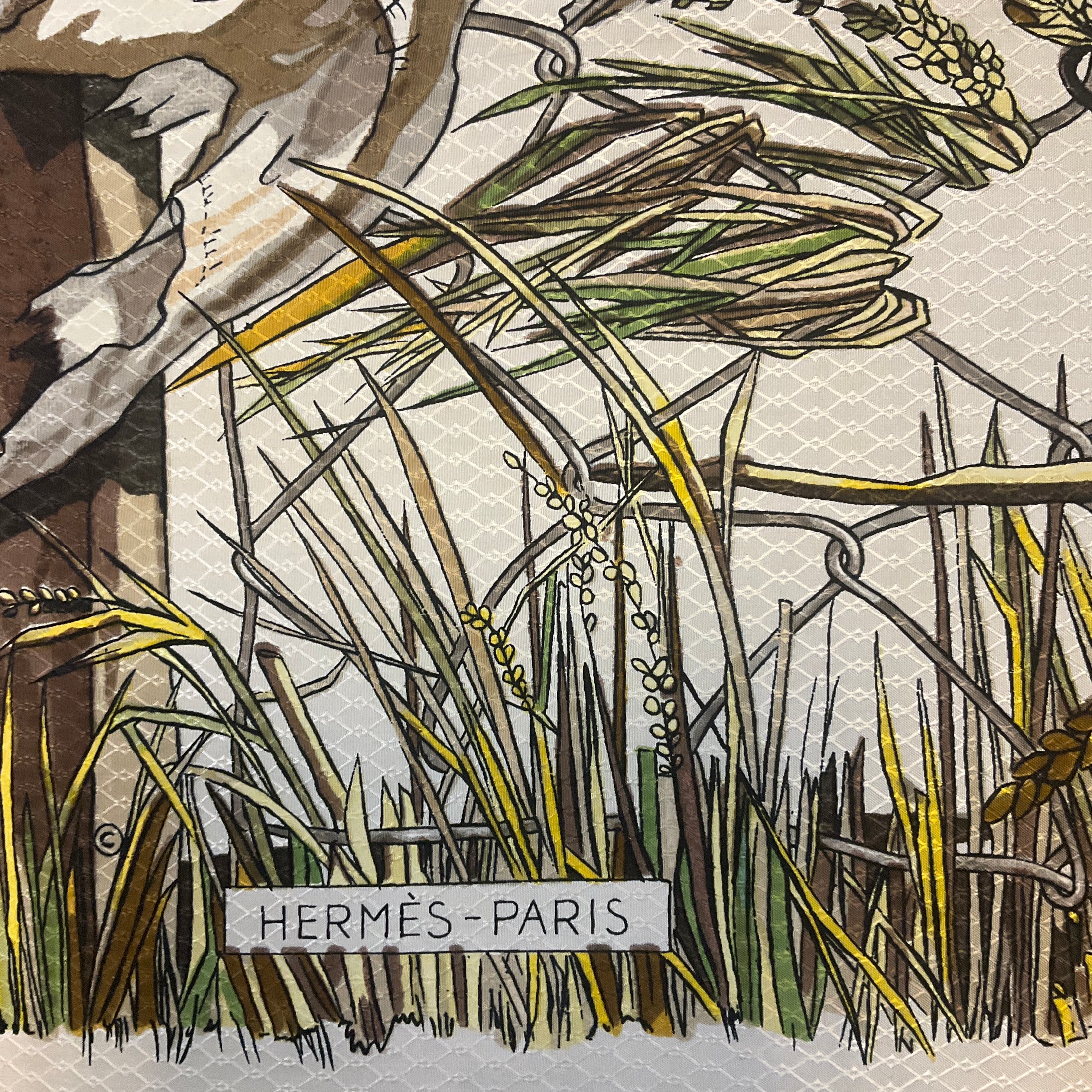 Hermes Brown / Ivory Multi Grand Vent Square Silk Twill Scarf