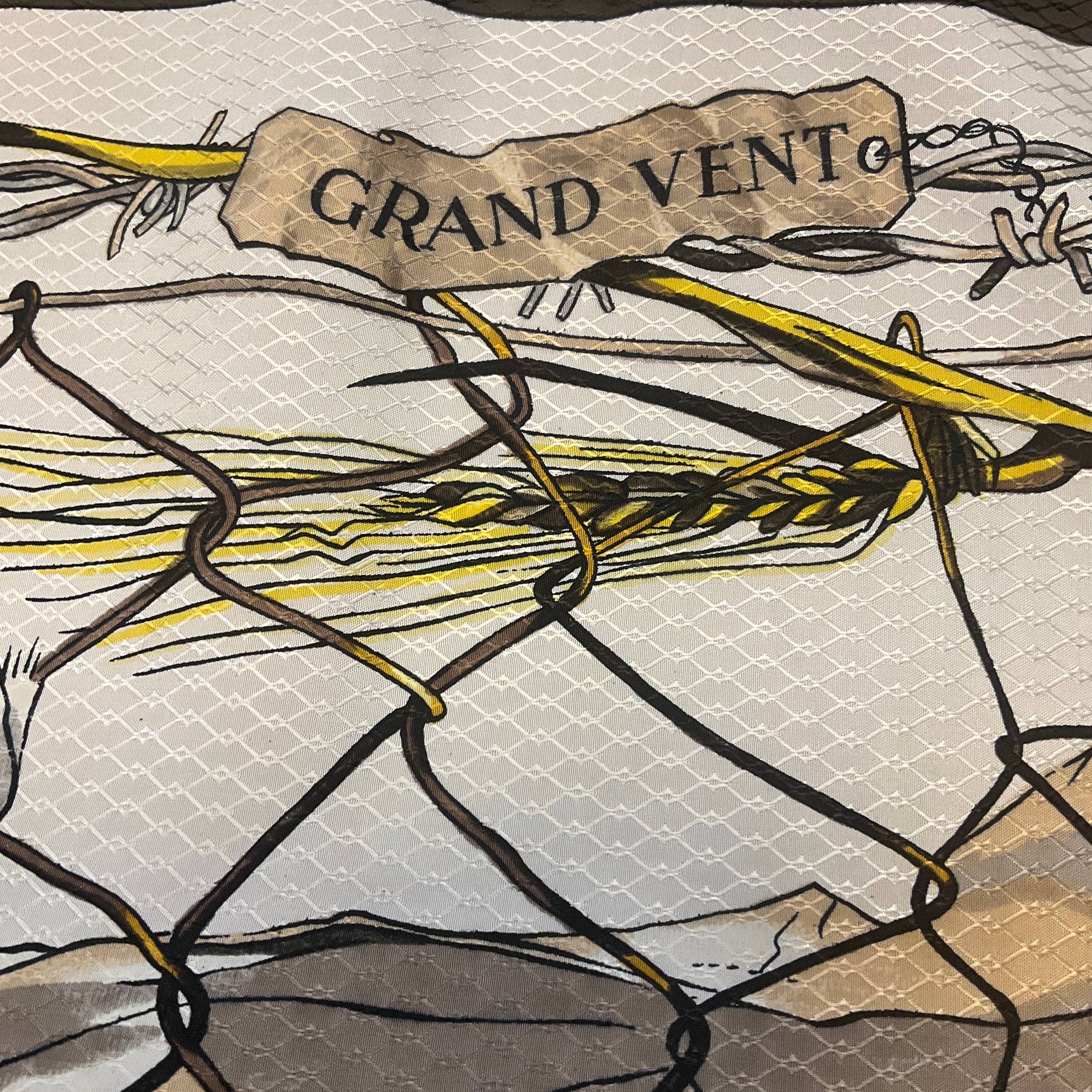 Hermes Brown / Ivory Multi Grand Vent Square Silk Twill Scarf