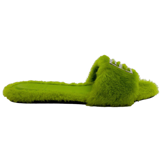Givenchy Citrus Green Lambswool Slide Sandals