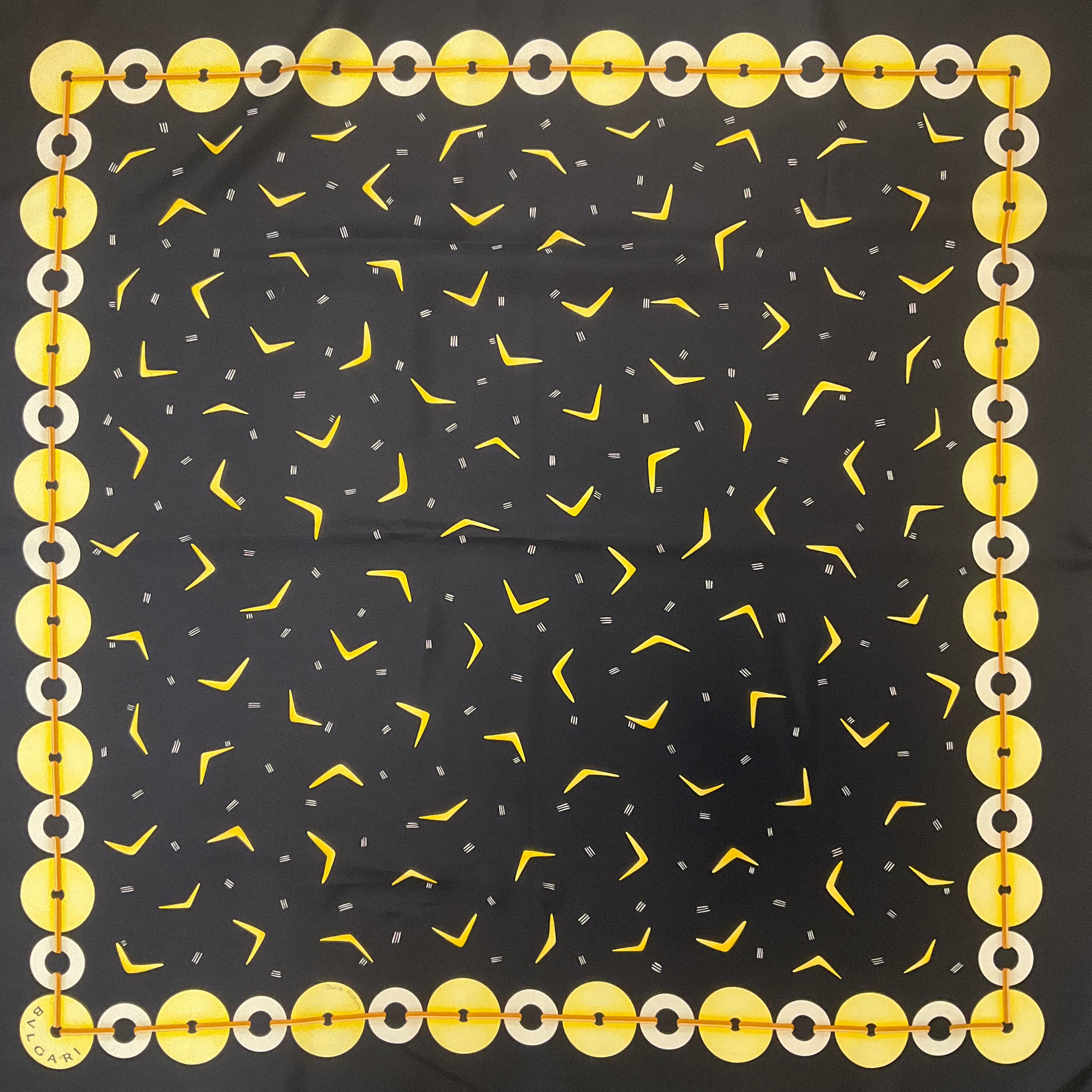 Bvlgari Black / Yellow Square Silk Twill Scarf