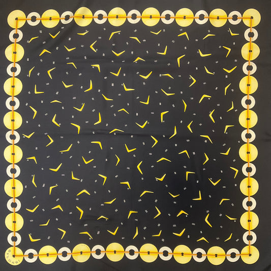 Bvlgari Black / Yellow Square Silk Twill Scarf