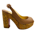 Load image into Gallery viewer, Christian Louboutin Nude Leather and Cork Platform Peep Toe Sandals
