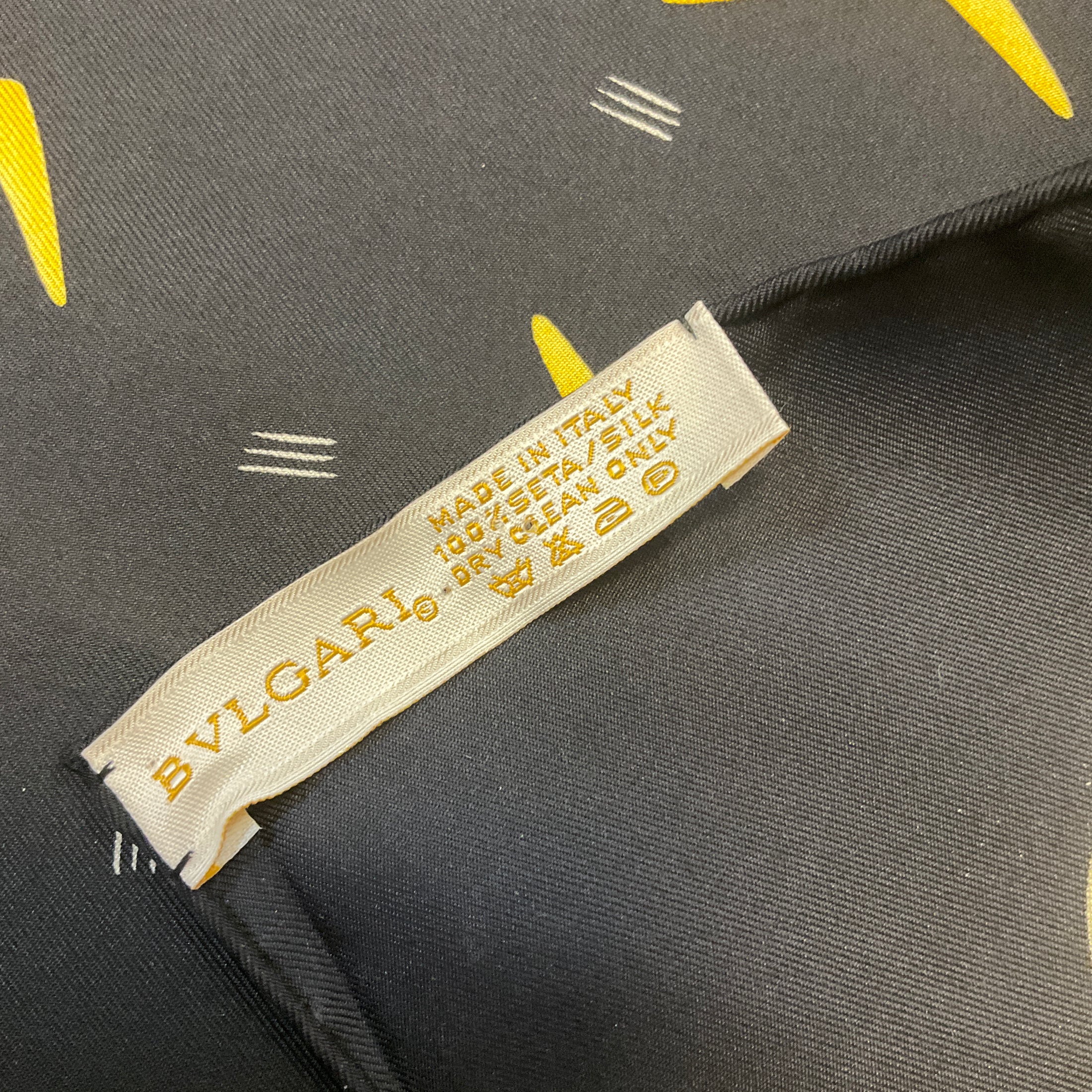 Bvlgari Black / Yellow Square Silk Twill Scarf