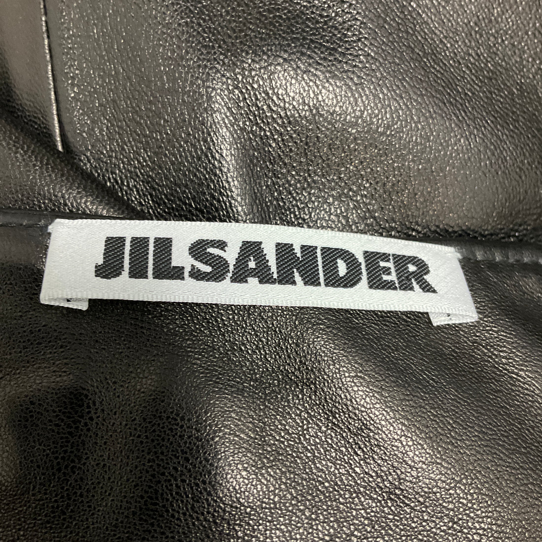 Jil Sander Black / Silver Embellished Detail Leather Skirt