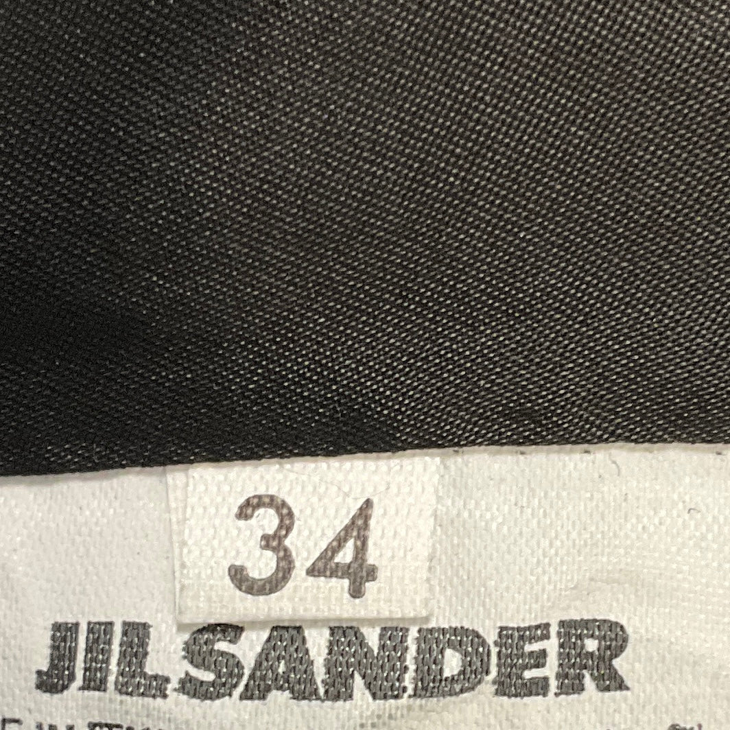 Jil Sander Black / Silver Embellished Detail Leather Skirt