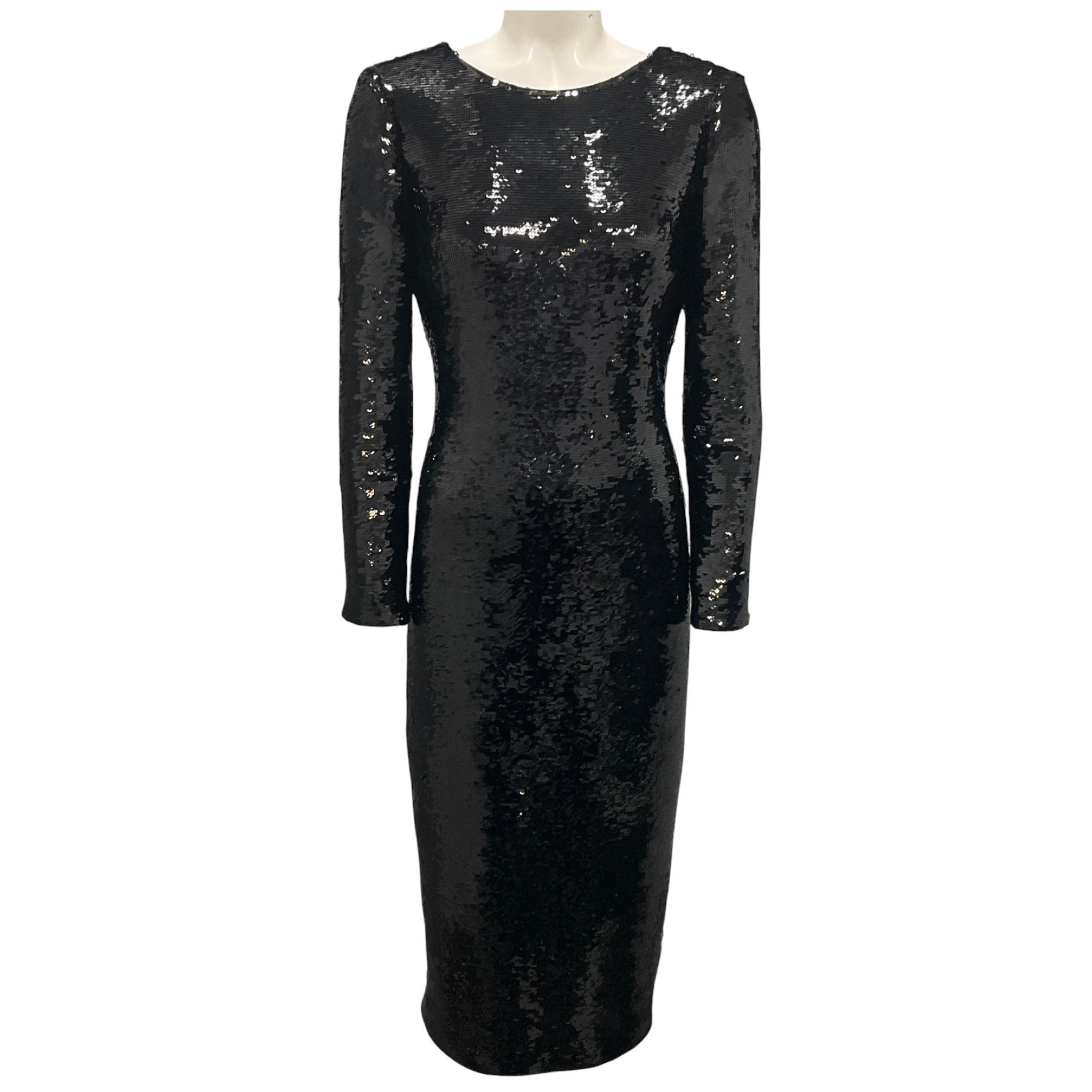 Max Mara Studio Black Sequined Midi Cocktail Dress