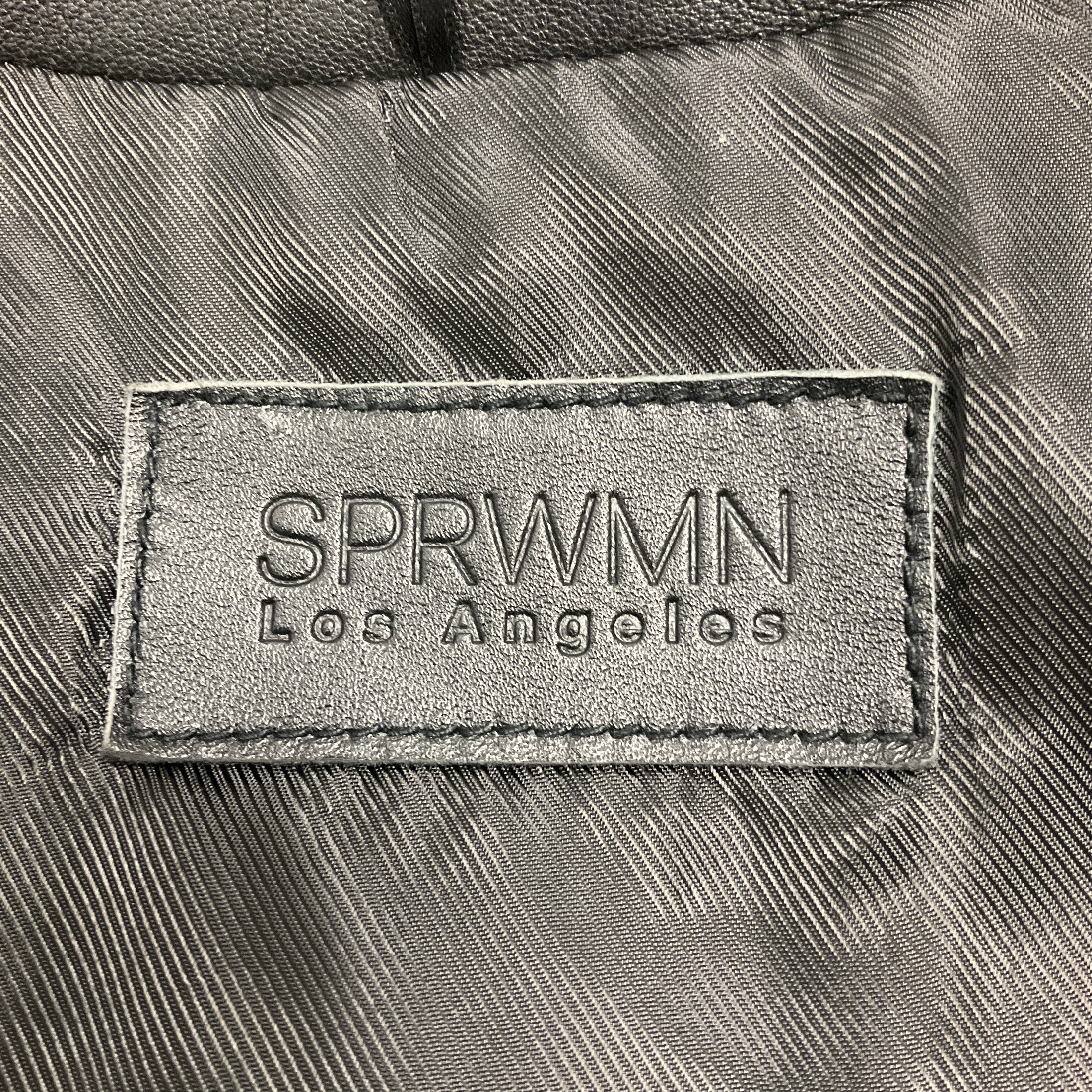 SPRWMN Black Full Zip Leather Biker Jacket