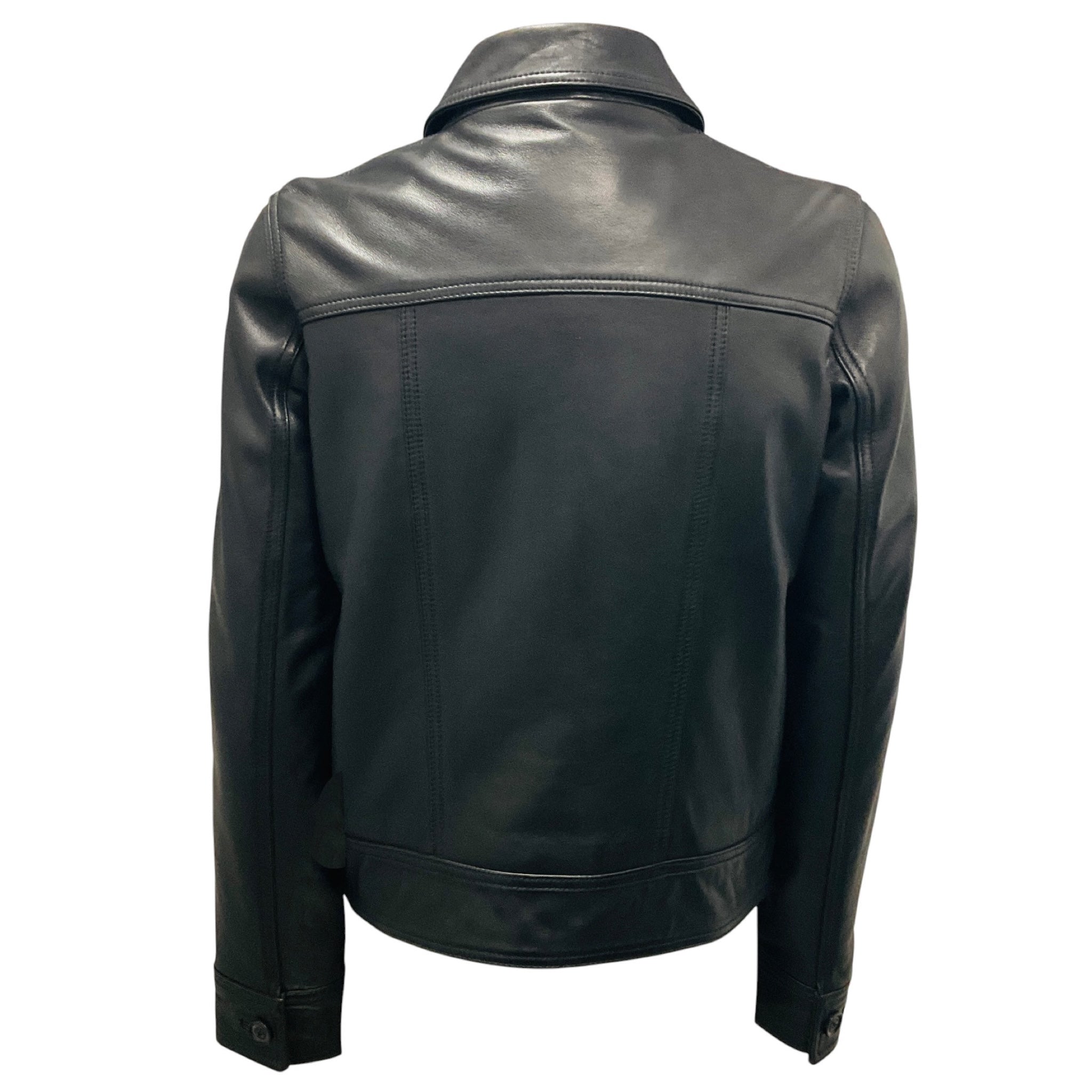 SPRWMN Black Full Zip Leather Biker Jacket