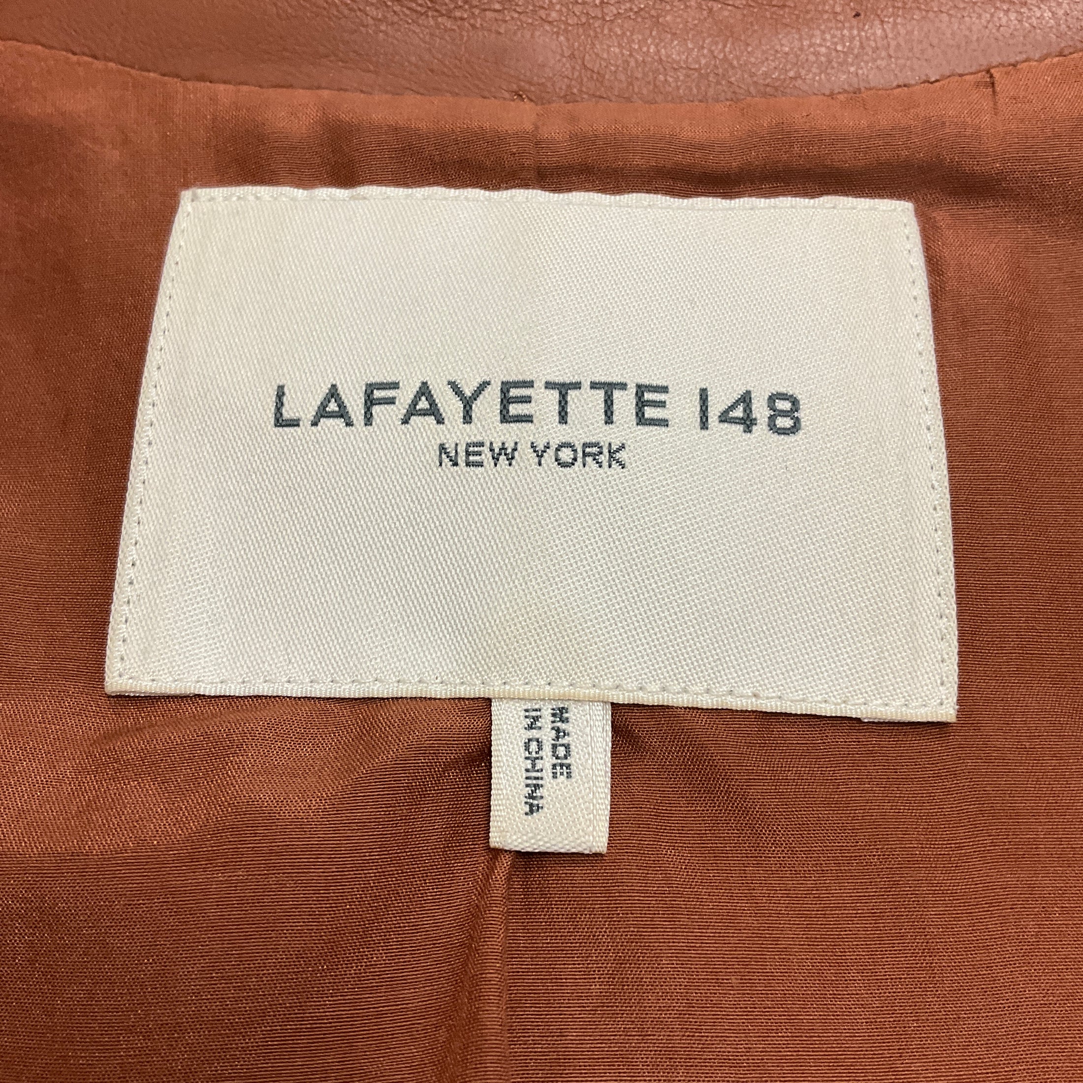 Lafayette 148 New York Cognac Lambskin Leather Jacket