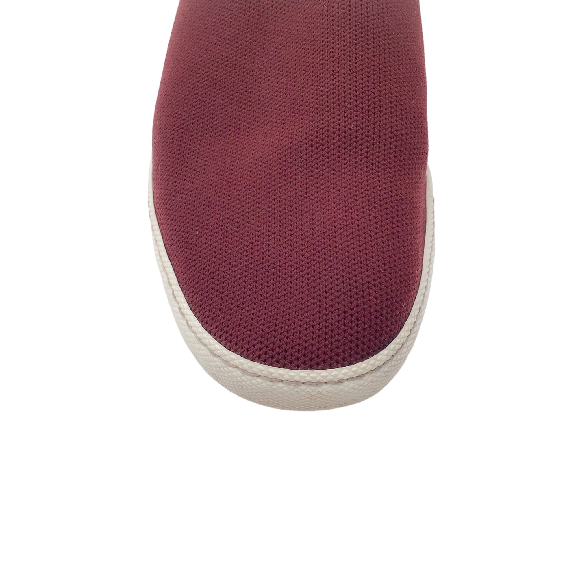 Hermes Burgundy / Red Leather Trimmed Knit Sneakers
