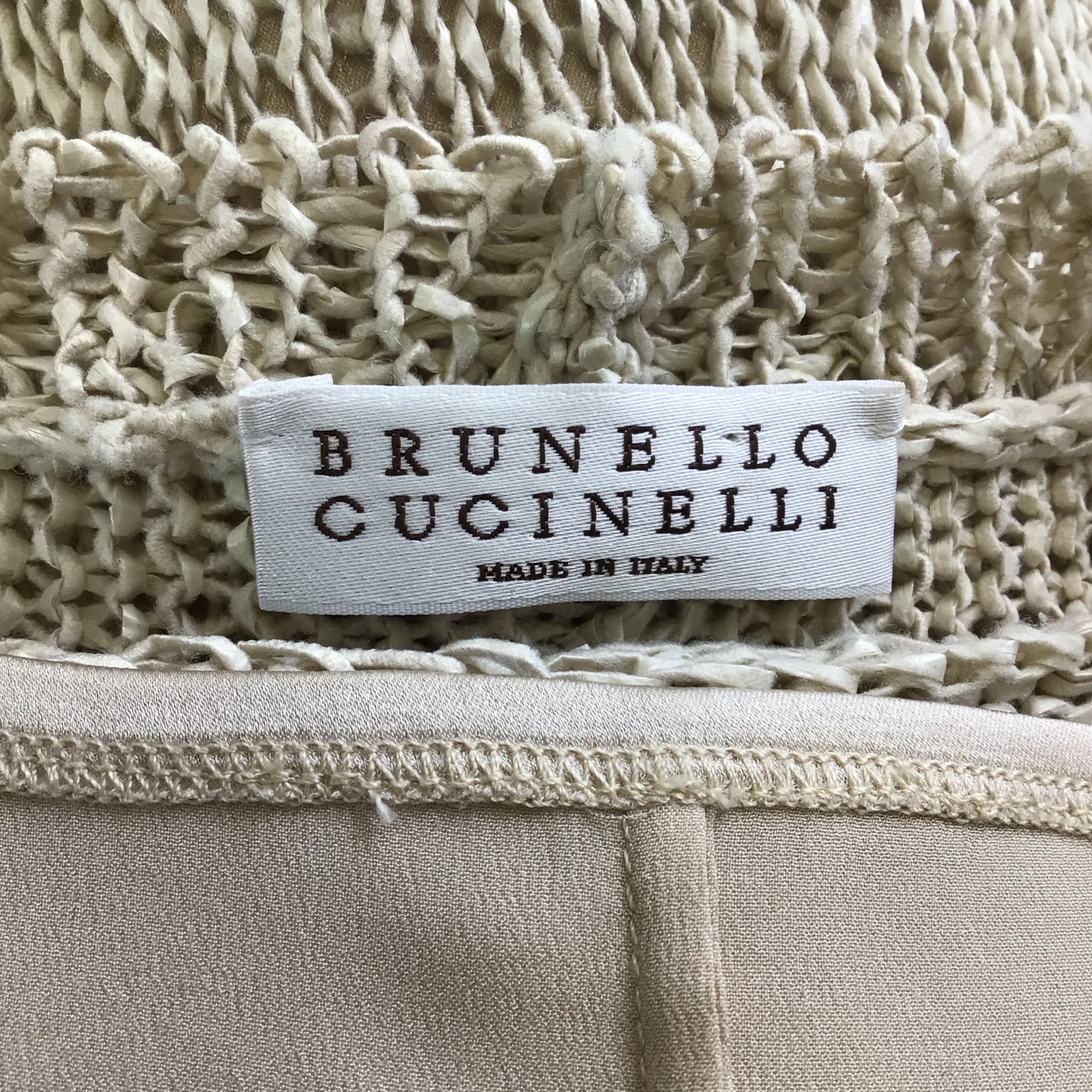 Brunello Cucinelli Beige Silk Lined Knit Maxi Dress