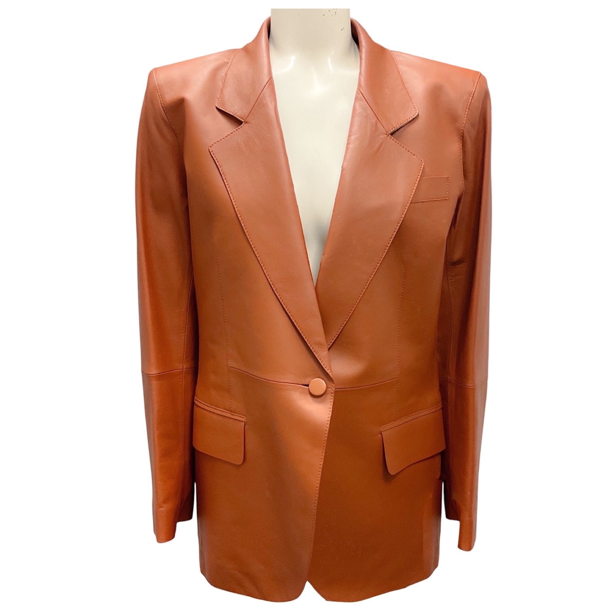 Lafayette 148 New York Cognac Lambskin Leather Jacket