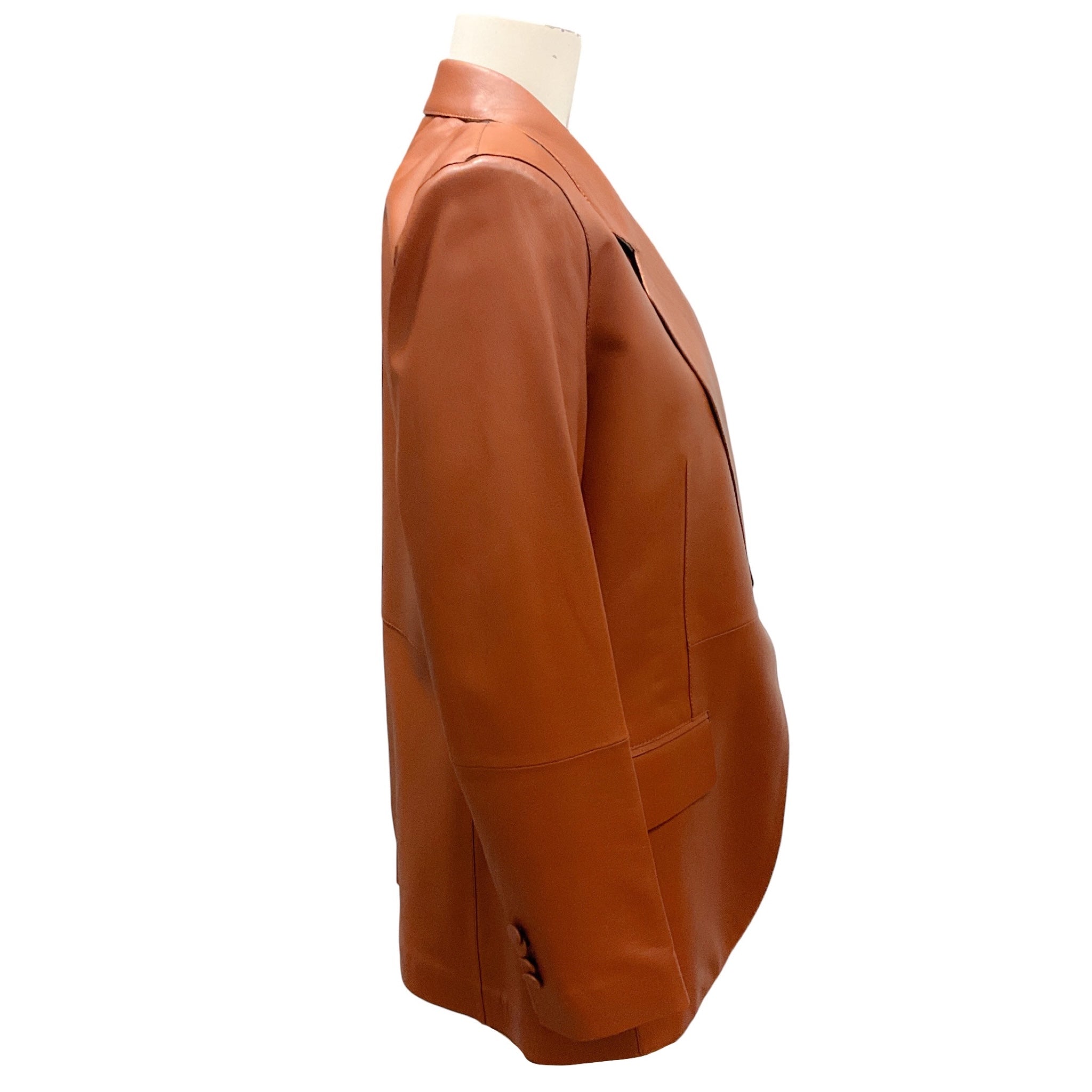 Lafayette 148 New York Cognac Lambskin Leather Jacket