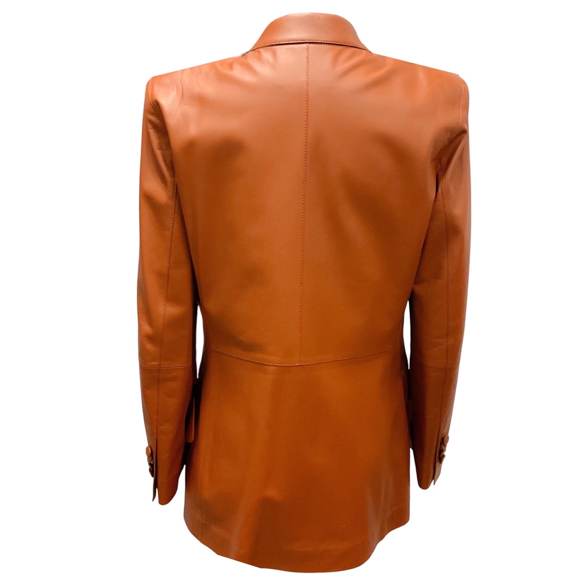 Lafayette 148 New York Cognac Lambskin Leather Jacket