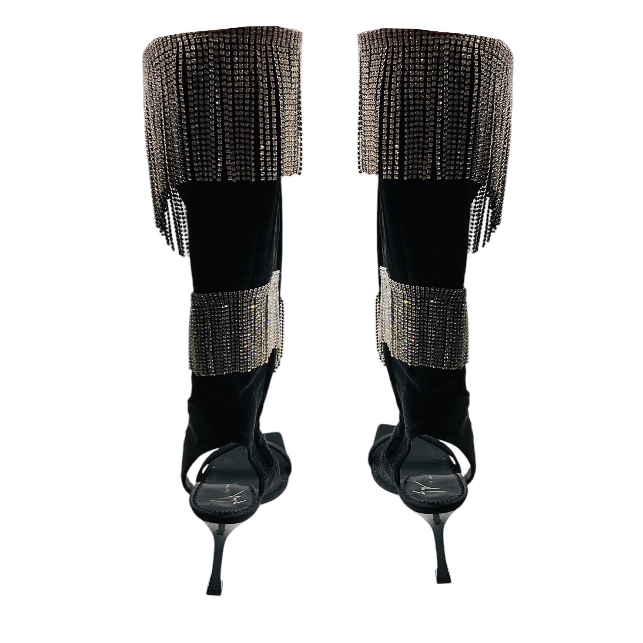 Giuseppe Zanotti Black Demode 105 Crystal Embellished Satin Sandals