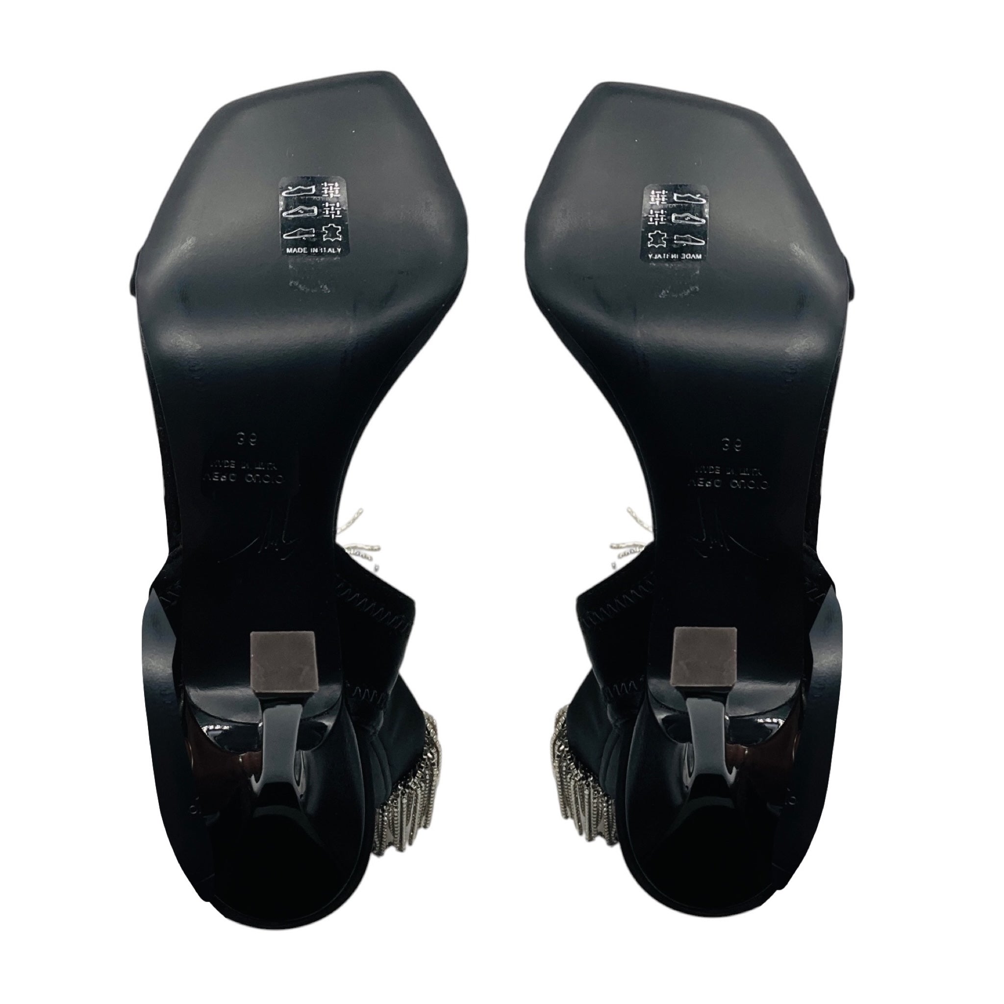 Giuseppe Zanotti Black Demode 105 Crystal Embellished Satin Sandals