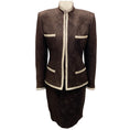 Load image into Gallery viewer, Tissus Ungaro Premiere Paris Vintage Brown Damask Jacquard Brocade Jacket and Skirt Suit Set
