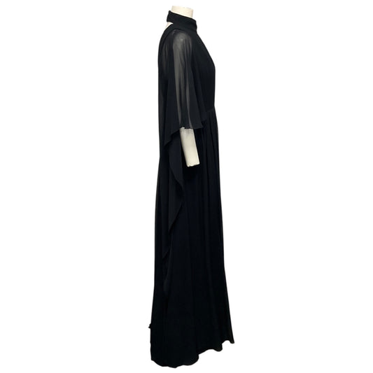 Elie Saab Black Pleated Silk Chiffon Gown