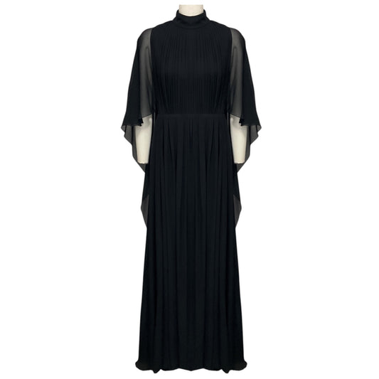 Elie Saab Black Pleated Silk Chiffon Gown