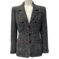 Load image into Gallery viewer, Chanel 2003 Black / White Tweed Jacket with Magenta Trim

