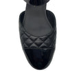 Load image into Gallery viewer, Chanel Black / Gold CC Logo Quilted Lambskin Patent Cap Toe Mary Jane Ballerina Flats
