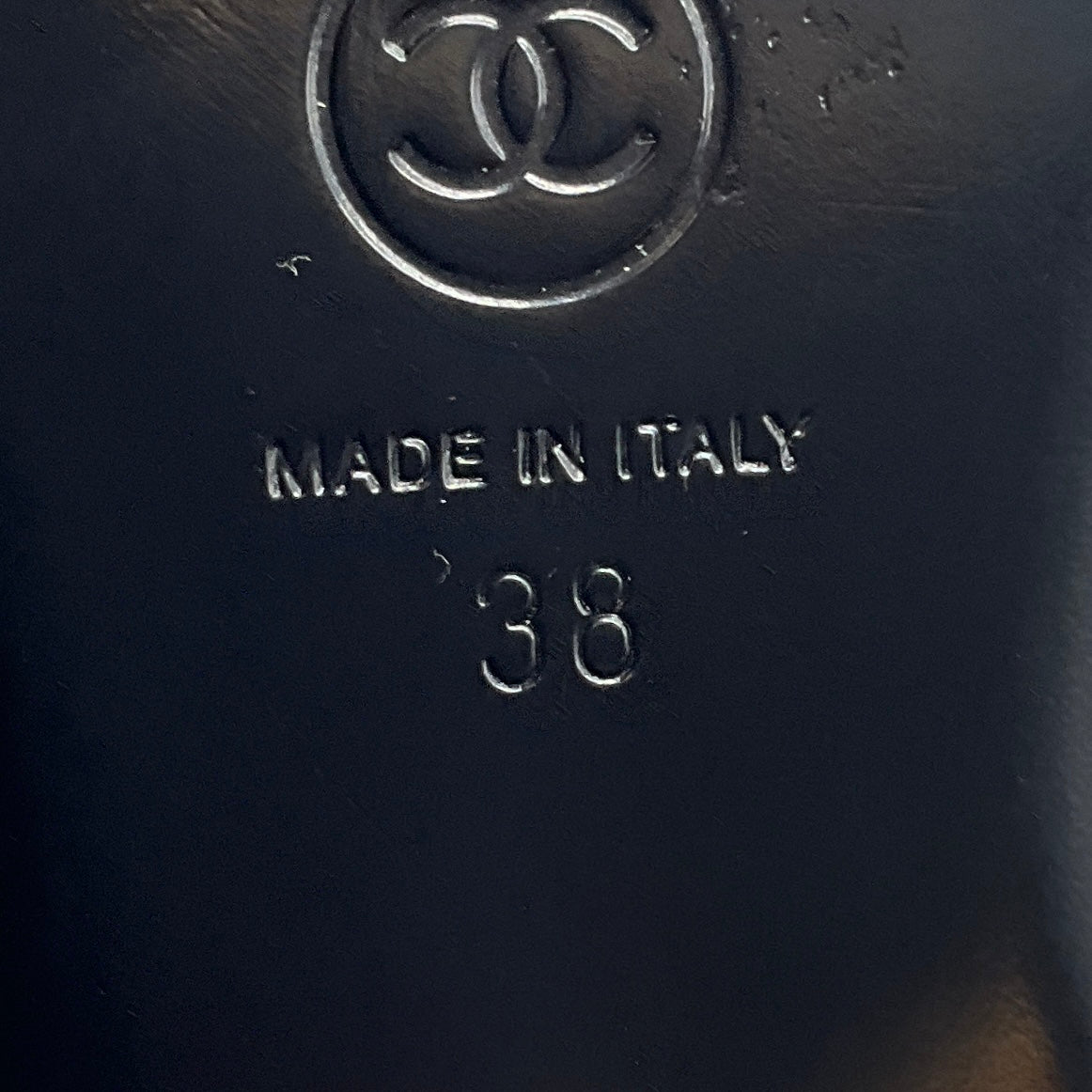 Chanel Black / Gold CC Logo Quilted Lambskin Patent Cap Toe Mary Jane Ballerina Flats