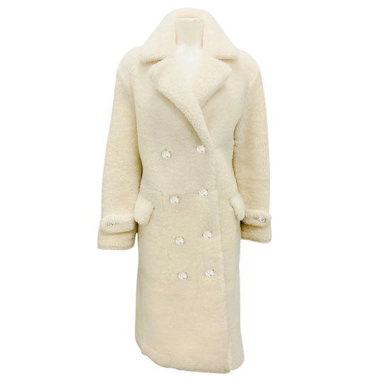 Tom Ford Ivory Fall 2018 Crystal Button Double Breasted Shearling Coat