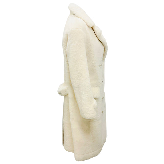 Tom Ford Ivory Fall 2018 Crystal Button Double Breasted Shearling Coat