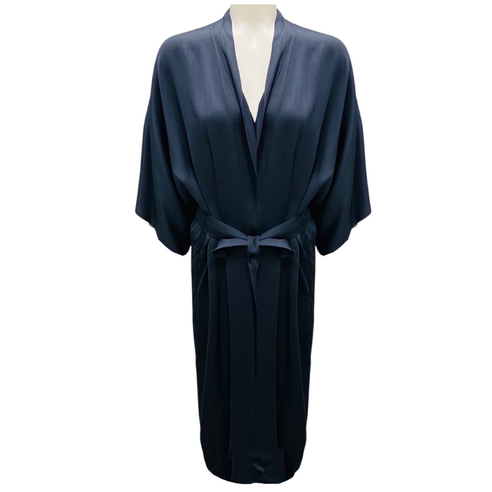 Peserico Dark Blue Belted Robe Coat