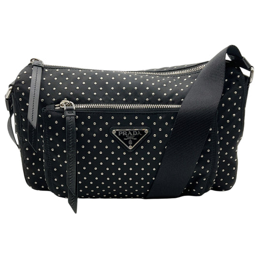 Prada Black Re-Nylon Studded Crossbody Bag
