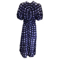 Load image into Gallery viewer, Proenza Schouler Navy Blue / Purple Draped Tie Dye Print Midi Dress
