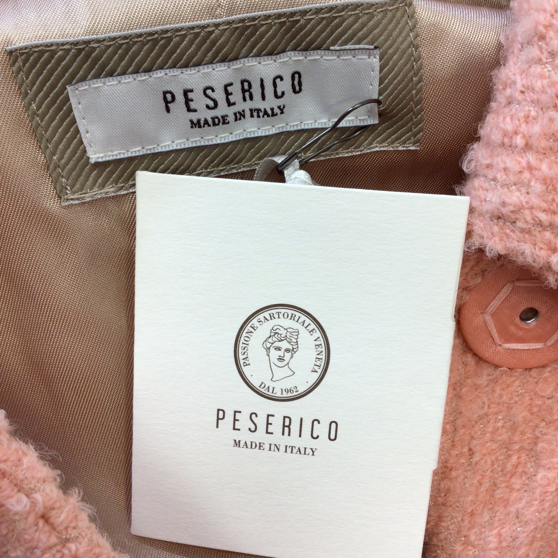 Peserico Pink Shimmer Detail Chevron Knit Coat