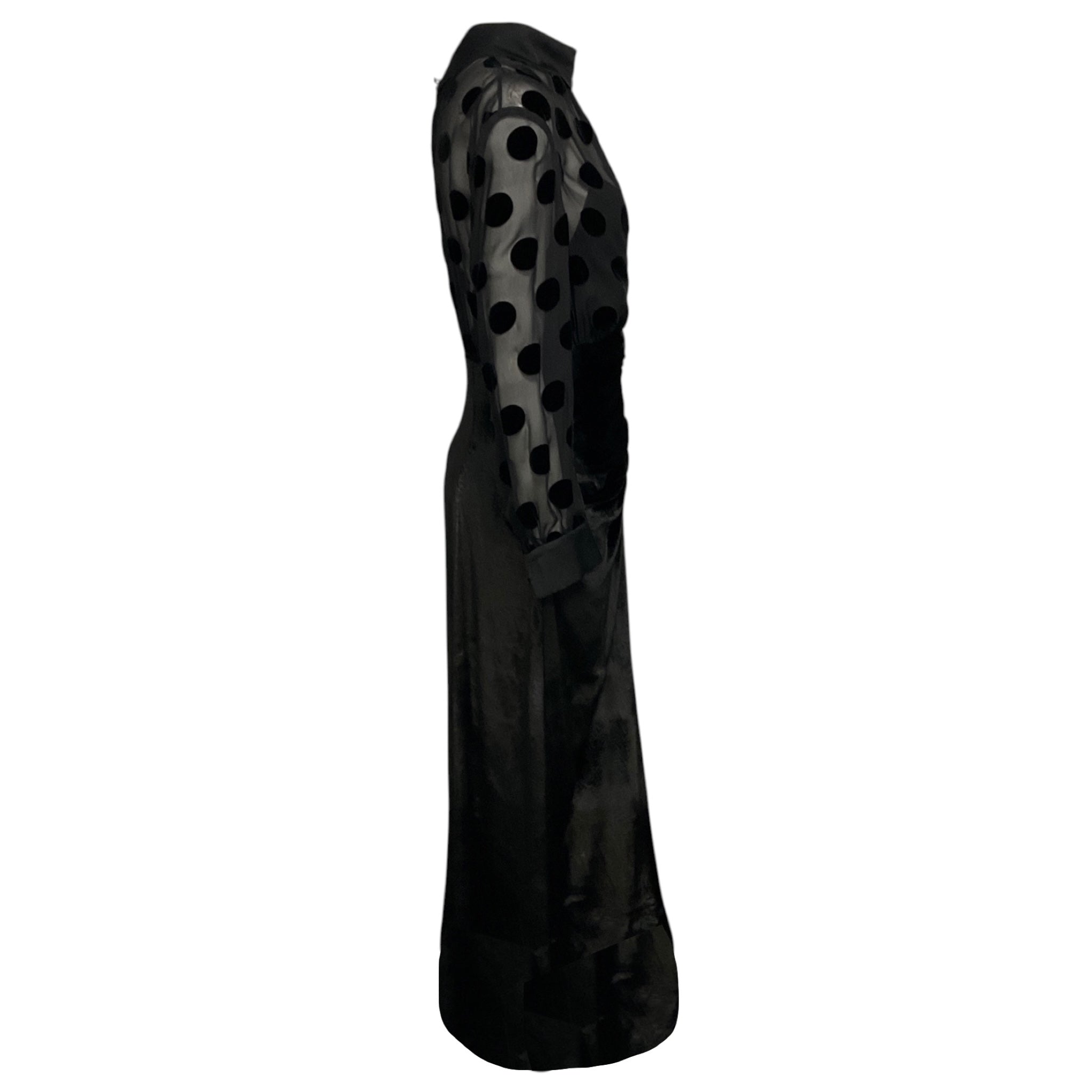 Paul Smith Black Dot Patterned Silk Chiffon and Velvet Dress