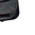 Load image into Gallery viewer, Chanel Black / Burgundy Trimmed Quilted Leather Single Flap Handbag with Aged Gold Hardware
