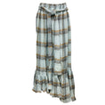 Load image into Gallery viewer, Lisa Marie Fernandez Light Blue / Brown Plaid Maxi Skirt with Belt
