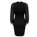 Load image into Gallery viewer, Gucci Black Fitted Jersey Stretch Knit Dress with Sheer Silk Chiffon Sleeves
