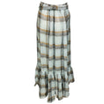 Load image into Gallery viewer, Lisa Marie Fernandez Light Blue / Brown Plaid Maxi Skirt with Belt
