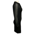Load image into Gallery viewer, Gucci Black Fitted Jersey Stretch Knit Dress with Sheer Silk Chiffon Sleeves
