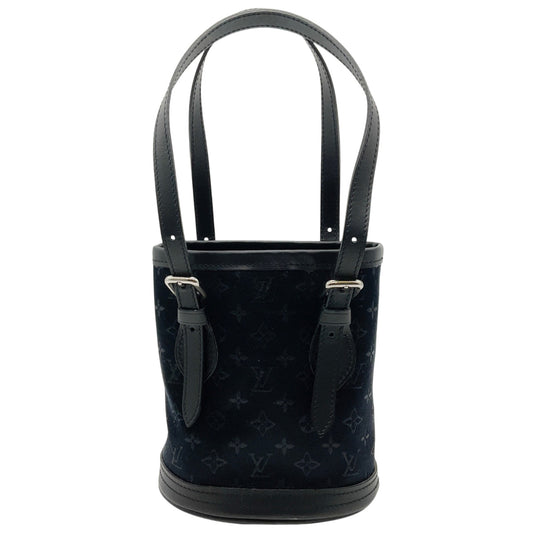 Louis Vuitton Black Mono Canvas Mini Logo Bucket Bag

