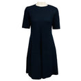 Load image into Gallery viewer, Jil Sander Navy Blue Short Sleeved Flared Wool Dress
