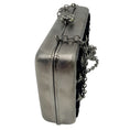 Load image into Gallery viewer, Chanel Silver / Black Pre-Fall 2015 Metiers d'Art Paris-Salzburg Velvet Trimmed Metal Clutch
