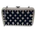 Load image into Gallery viewer, Chanel Silver / Black Pre-Fall 2015 Metiers d'Art Paris-Salzburg Velvet Trimmed Metal Clutch
