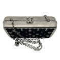 Load image into Gallery viewer, Chanel Silver / Black Pre-Fall 2015 Metiers d'Art Paris-Salzburg Velvet Trimmed Metal Clutch
