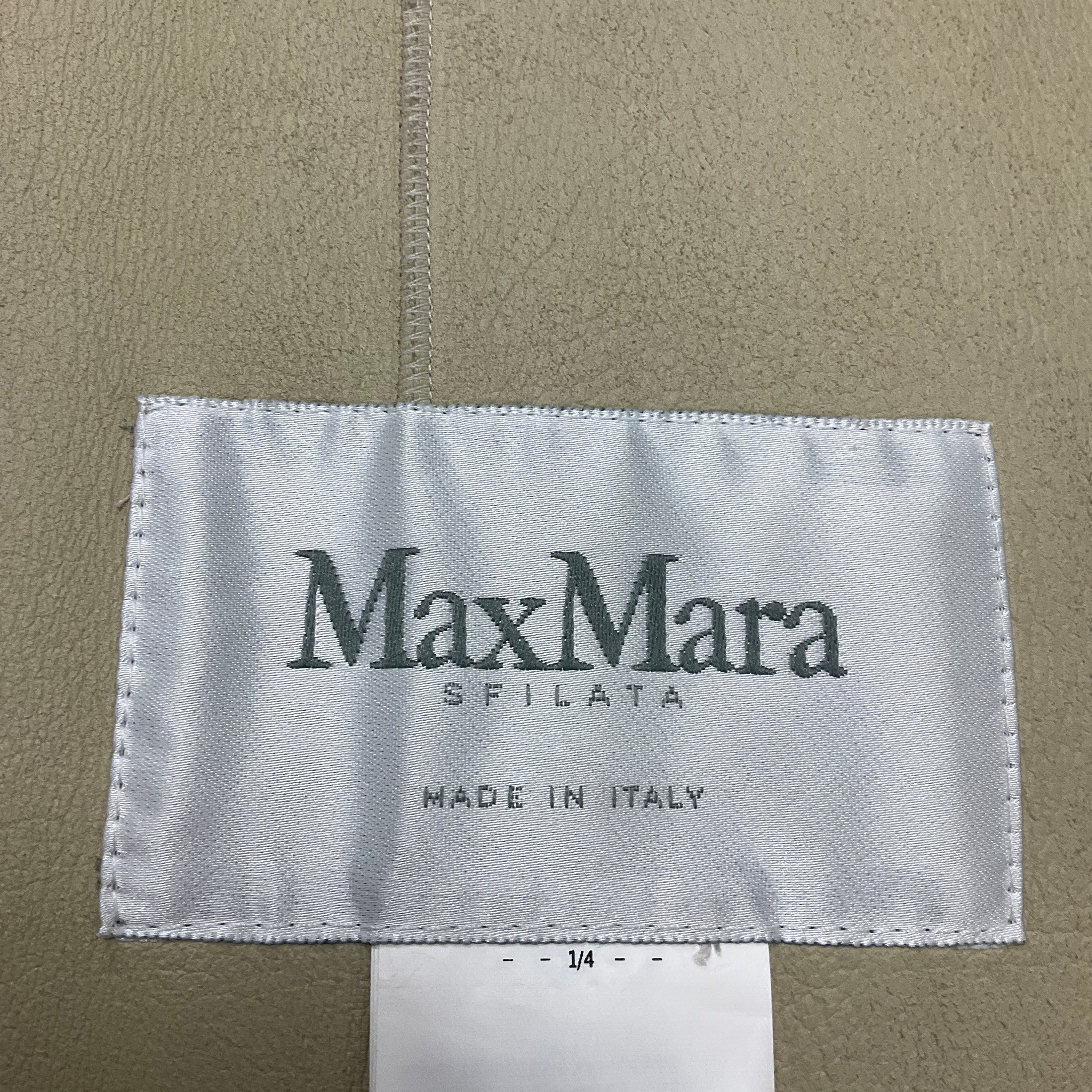 Max Mara Sfilata Ivory / Black Mid Length Lamb Shearling and Lambskin Leather Coat