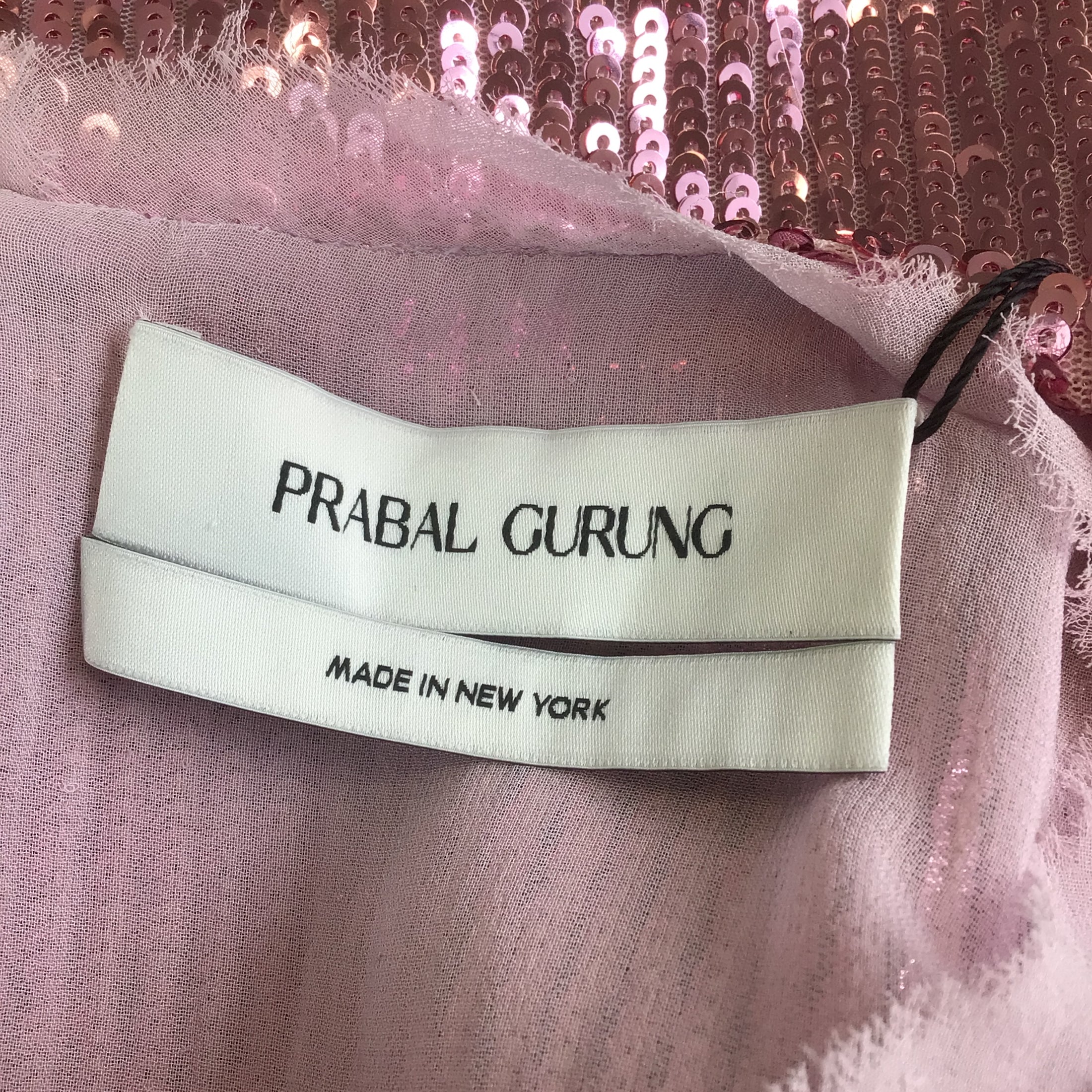 Prabal Gurung Pink Sequin Embellished Short Sleeved Blouse