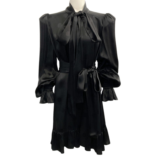 The Vampire's Wife Black Dotted Dress with Tie Belt
