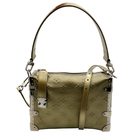 Louis Vuitton Light Gold Metallic Calfskin Side Trunk Handbag