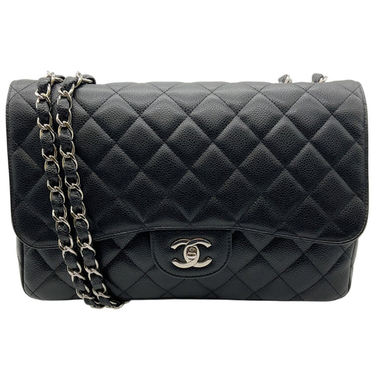 Chanel Black Quilted Caviar Jumbo Single Flap Bag
