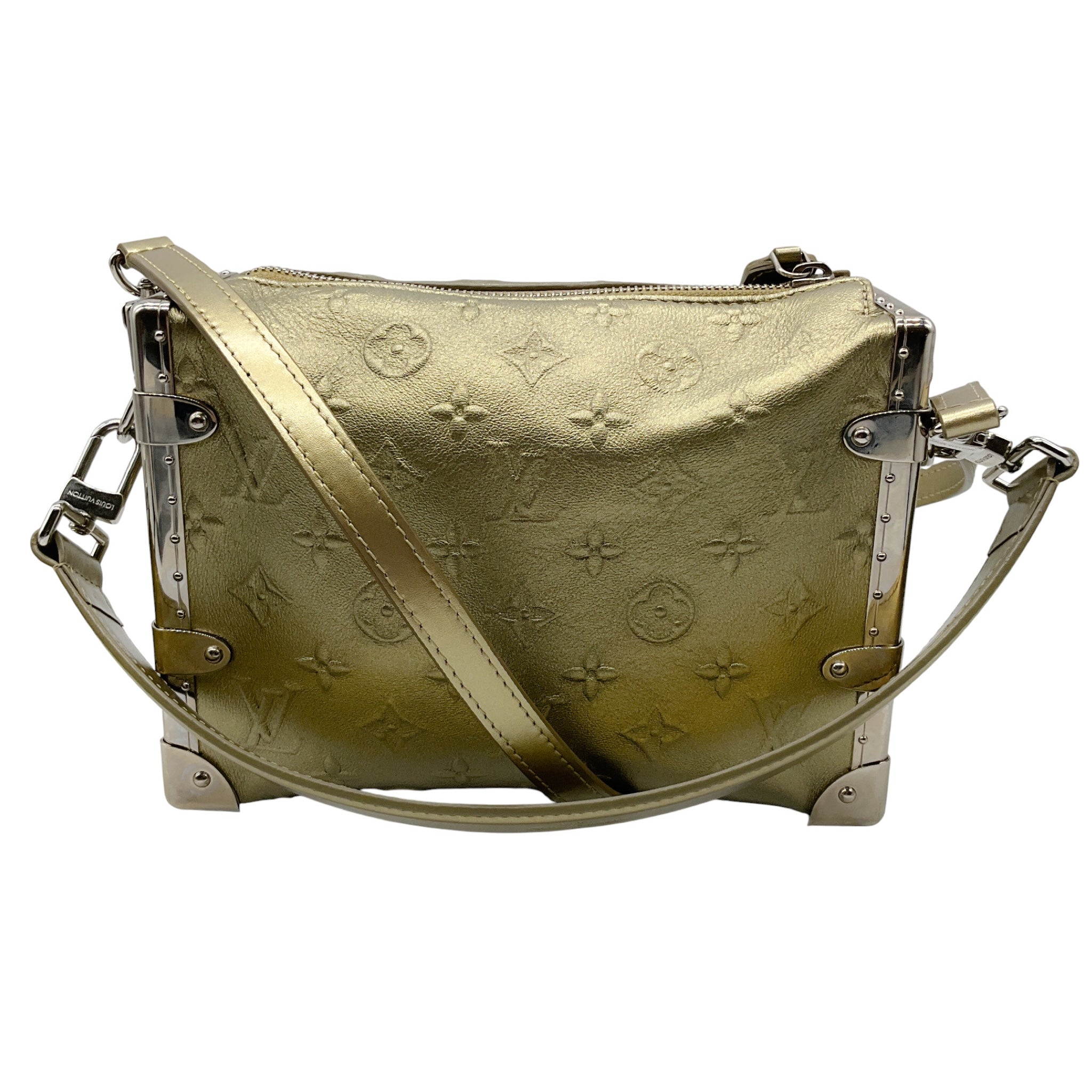 Louis Vuitton Light Gold Metallic Calfskin Side Trunk Handbag
